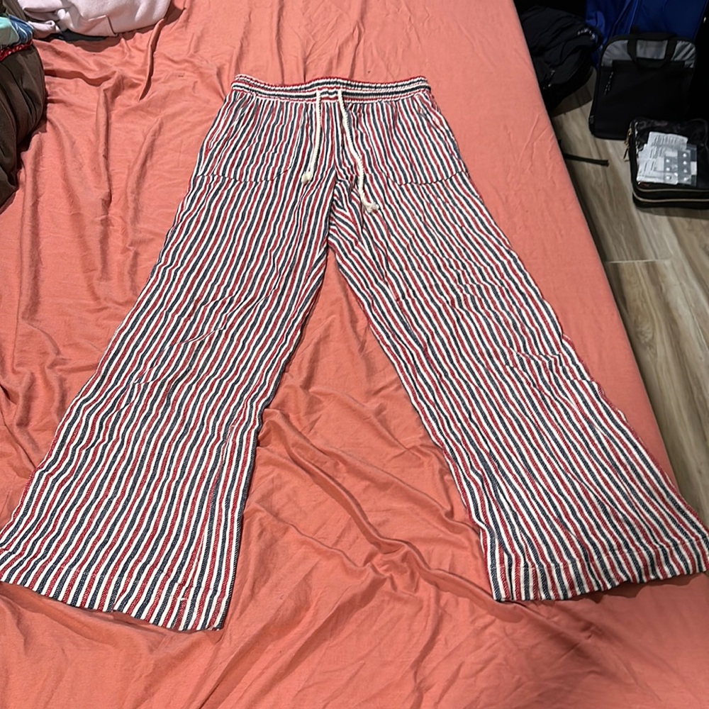Red white and blue flowy pants